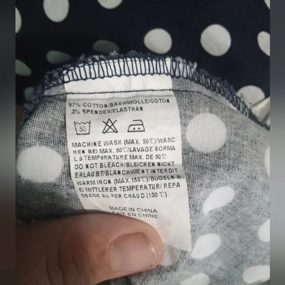 Acevog Navy White Polkadot Swing Dress Size Medium Midi Length - Picture 4 of 5